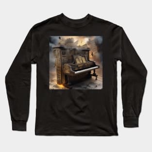 Abstract image of a piano and musical symbols Long Sleeve T-Shirt